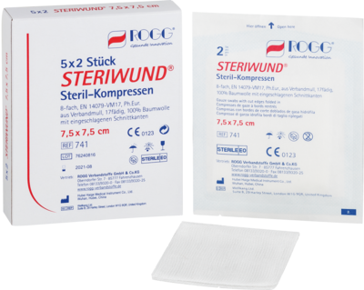 ROGG STERIWUND Kompr.7,5x7,5 cm steril 8fach